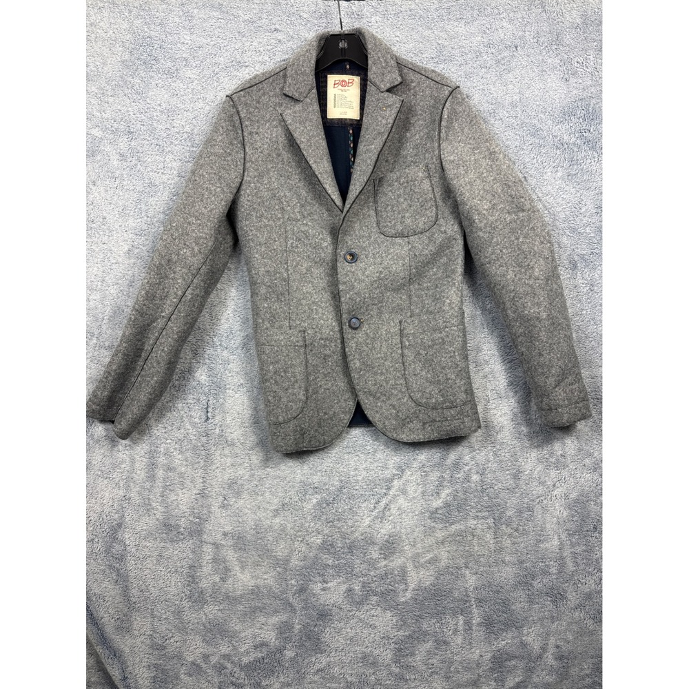 BOB Mens 46 Medium Grey Wool Blend Blazer Italian Tailored Patch Pocket  Coat